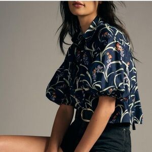 Anthropologie Maeve The Zooey Bubble-Sleeve Blouse Medium NWT